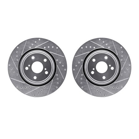 DYNAMIC FRICTION CO Rotors-Drilled and Slotted-SilverZinc Coated, 7002-76019 7002-76019